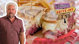 Guy Fieri Eats HEAVENLY Pastrami Sandwich at BBQ Joint | Diners, Drive-Ins and Dives | Food Network