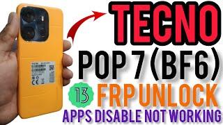Tecno pop 7 frp bypass android 13 latest security | BF6 | Google account remove 2024