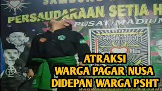 ATRAKSI WARGA PAGAR NUSA DIDEPAN WARGA PERSAUDARAAN SETIA HATI TERATE (PSHT) MADURA GUYUB RUKUN