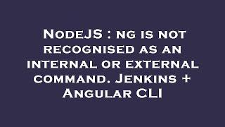 NodeJS : ng is not recognised as an internal or external command. Jenkins + Angular CLI