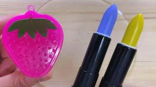 Makeup slime!Satisfying slime coloring with lipstick&Highlighter compilation !Lipstick slime ASMR