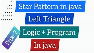 Star pattern Type - 2 (Logic + Program) in Java || Left Triangle Star Pattern in java || Interview