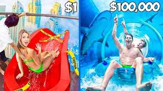 $1 VS $100,000 WATERPARK CHALLENGE!