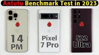 14 Pro Max vs Pixel 7 Pro vs S22 Ultra Benchmark Test | A16 Bionic / Google Tensor G2 / Exynos 2200