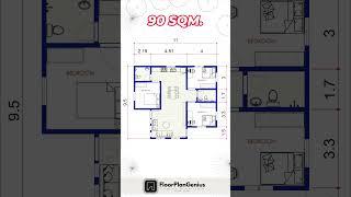 90SQM HOUSE PLAN, 90 SQM. HOUSE DESIGN #Housedesign #Dreamhome #shorts