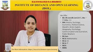 Admission Open- Institute of Distance and Open Learning (IDOL), University of Mumbai.
