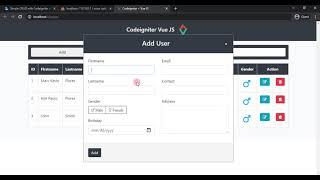 Simple CRUD in CodeIgniter and Vue.js DEMO