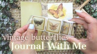 Vintage Butterflies Scrapbook Journal With Me | Satisfying Art ASMR