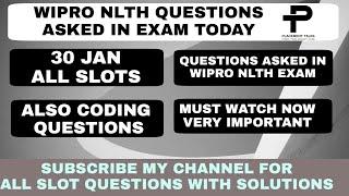 WIPRO NLTH 2021 questions asked in Exam | 30 Jan All slots | Questions with solutions