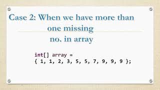 Single /Multiple Missing Number In Array