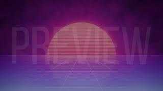 Retro Futuristic Striped Sun and Grid Animated Background