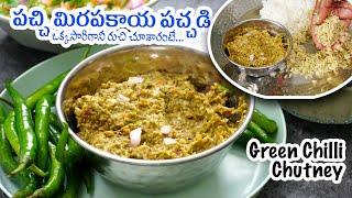 Pachi Mirapakaya Pachadi | పచ్చి మిరపకాయ పచ్చడి తయారీ విధానం | Green Chilli Chutney in Telugu