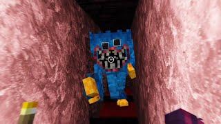 Huggy Wuggy in Minecraft PE - Vent Chase Scene (Poppy Playtime Addon)