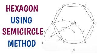 DRAW HEXAGON USING SEMICIRCLE METHOD // In Hindi