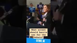 What Accent Should Kamala Harris use for the Trump debate? #poll #harris #cringe #vote #shorts