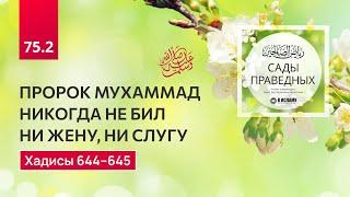 75.2 Сады праведных. Пророк Мухаммад ﷺ никогда не бил ни жену, ни слугу. Хадисы 644-645