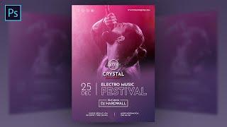 Electro Music Festival Poster Design In Adobe Photoshop