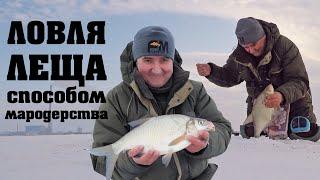 Ловля леща зимой способом мародерства. Рыбалка в Казахстане. Экибастуз