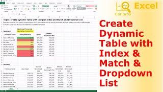 Create Dynamic Table with Complex Index and Match and Dropdown List