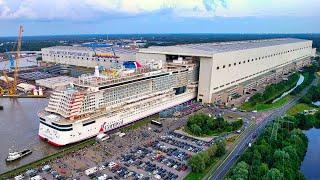 Big Ship Launch: Float Out of Cruise Ship CARNIVAL JUBILEE at Meyer Werft Shipyard