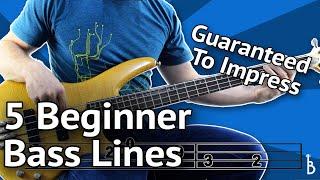 5 Beginner Bass Lines - Guaranteed To Impress [With Tabs On Screen]