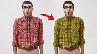 How to Change Checks Shirt Fabric Color in Photoshop - 1 Minute - Quick Photoshop