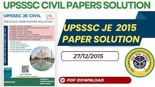 UPSSSC JE  Civil 27 December 2015 Paper Detailed Solution With Pdf