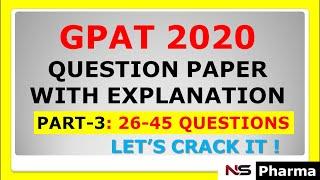 GPAT 2020 QUESTION PAPER | SOLUTION AND EXPLANATION-3