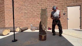 Chainsaw artist John Gage puts skills on display outside new Council Bluffs Menards