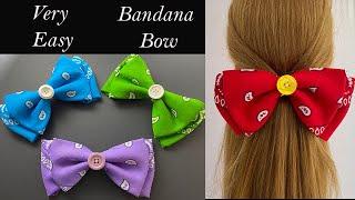 Very Easy  How to Make a Bandana Hair Bow | Hair Clip with Fabric Bow | Bandana Sailor Hair Bow