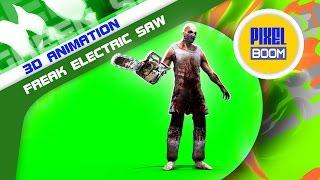 Green Screen Zombies Freak Electric Saw Kills - Footage PixelBoom