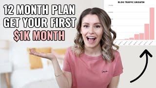 GET YOUR FIRST $1K MONTH with this 12 MONTH BLOG PLAN | FREE BLOG PLANNER FOR BEGINNERS