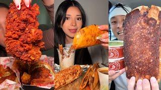 TIKTOK Mukbang Compilation | Dave's Hot Chicken, Chipotle, Wingstop, Popeyes & More!