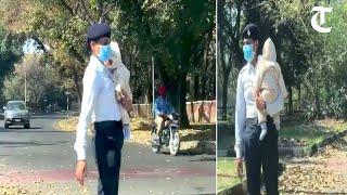 Chandigarh traffic police woman constable performs duty with child, video viral