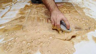 Time-Lapse Cleaning Carpet With Manual Brushing, Satisfying Video