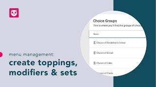 Menu Management | Creating Toppings, Modifiers and Sets