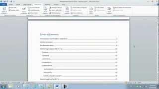 How to insert page numbers and a table of contents using Microsoft Word 2010?