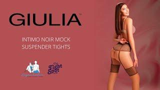 Giulia Intimo Noir Mock Suspender Tights | Open Gusset Tights