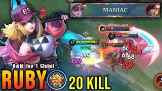 MANIAC!! Ruby Neon Edge Insane 20 Kills!! - Build Top 1 Global Ruby ~ MLBB