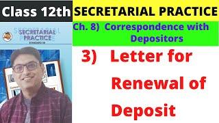 Letter for Renewal of Deposit