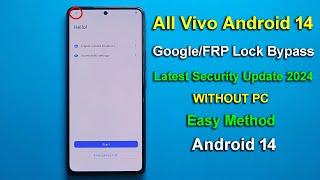 ANDROID 14 - All Vivo FRP BYPASS / Gmail Account Bypass (Without Pc) 1st January Security Patch 2024