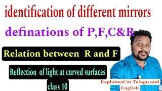 REFLECTION OF LIGHT AT CURVED SURFACES|definations pole Focal length relation between R &F /TET/DSC