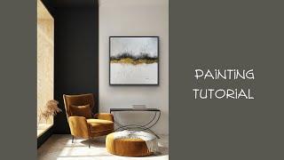 Easy Abstract Gold Painting Tutorial | How To Texture Canvas for DIY Acrylic Art