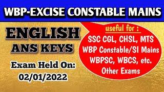 WBP EXCISE CONSTABLE MAINS EXAM || Ans Keys of ENGLISH Part || Elixir Guidance || by Hadish Sir