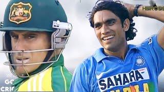 23 Year old Munaf Patel showing his power to Ricky Ponting and Hayden