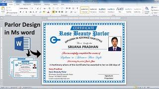 Ms Word Tutorial: Beauty Parlor Certificate Design in ms word