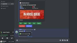 In-House Queue Discord Bot Demo | In House Bot Custom games manager