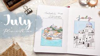 PLAN WITH ME & STATIONERY GIVEAWAY  | July 2022 Bullet Journal Setup | Greece Vacation Theme