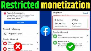 Restricted monetization | user not eligible | Facebook monetization issue solve this problem