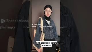 JINISO Jaket crop jeans oversize #outfitoftheday #racunshopee #fypシ #shortvideo